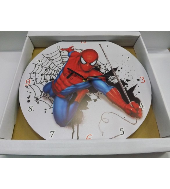 Relogio de Parede Decorativo Homem Aranha em Madeira Mdf -33 cm